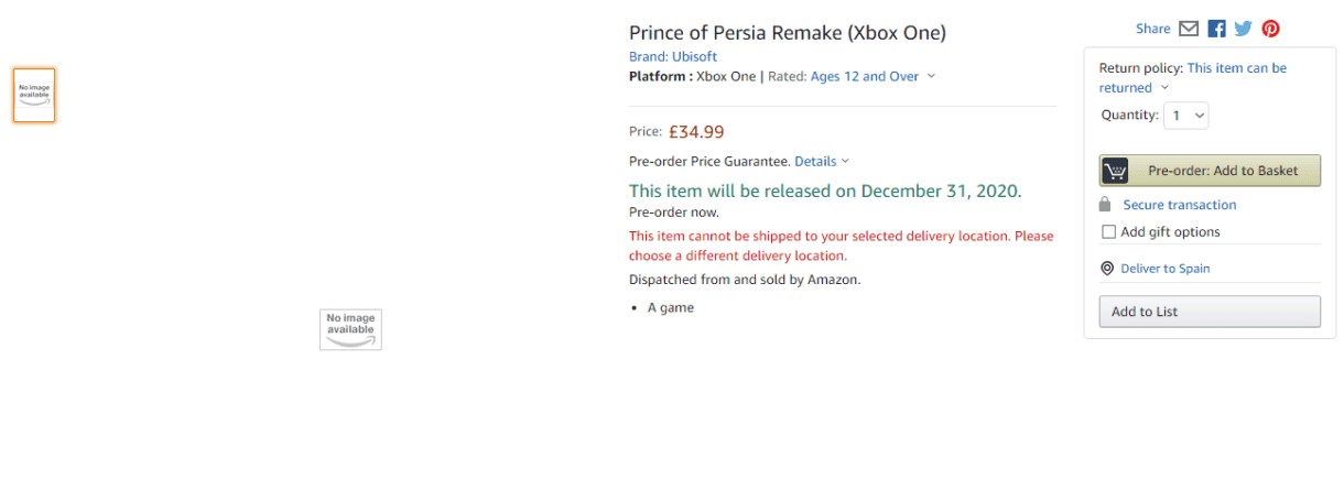 prince of persia remake xbox one