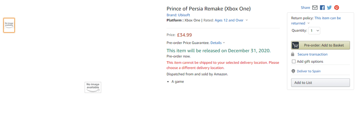 prince of persia remake xbox one