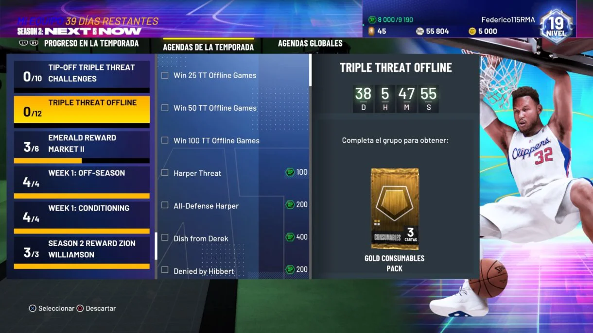NBA 2K21 MyTeam Objetivos Triple Amenaza offline