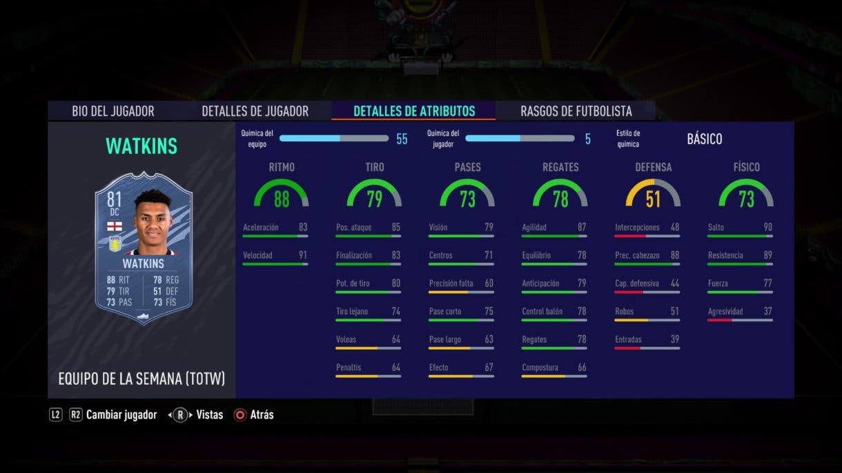 Stats in game Watkins IF FIFA 21 Ultimate Team