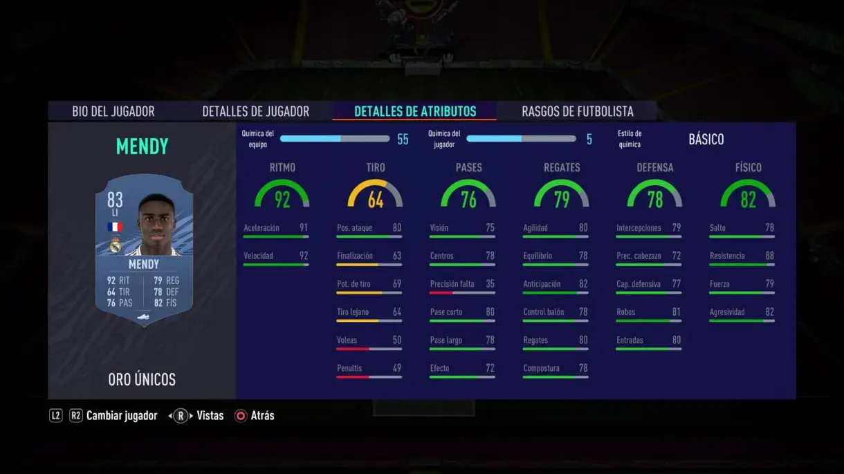 Mendy stats in game FIFA 21 Ultimate Team