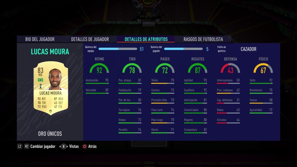 Lucas Moura stats in game FIFA 21 Ultimate Team