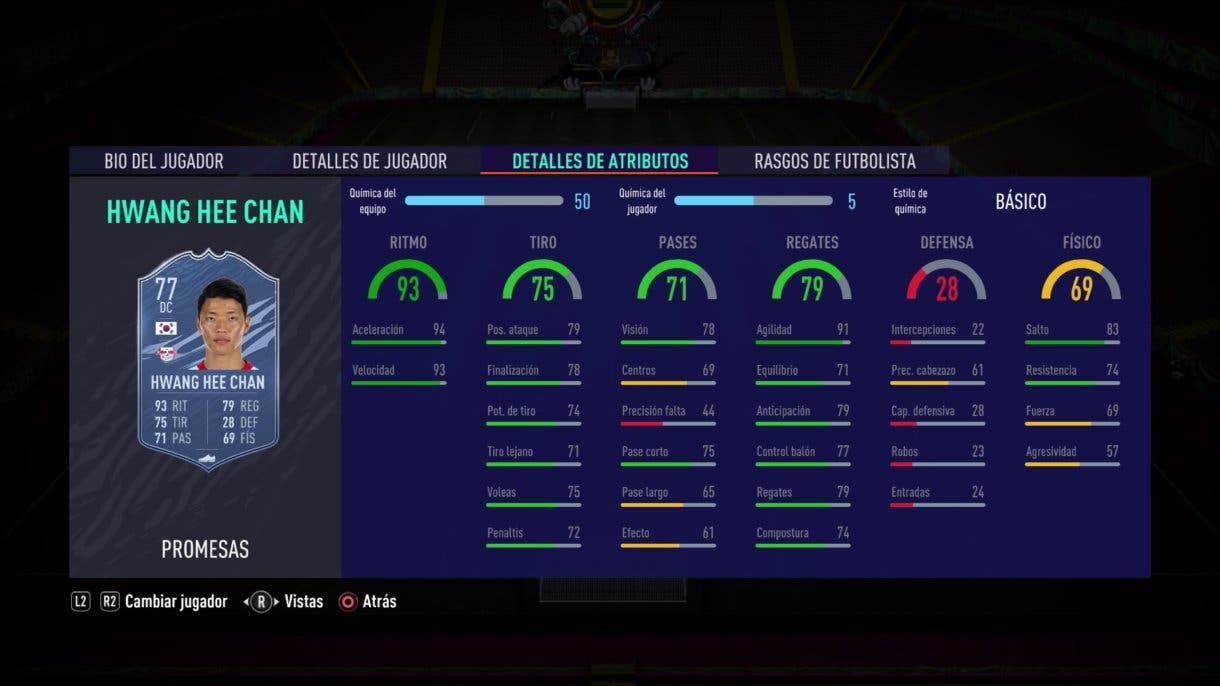 Stats in game de Hwang Hee Chan Ones to Watch FIFA 21 Ultimate Team.