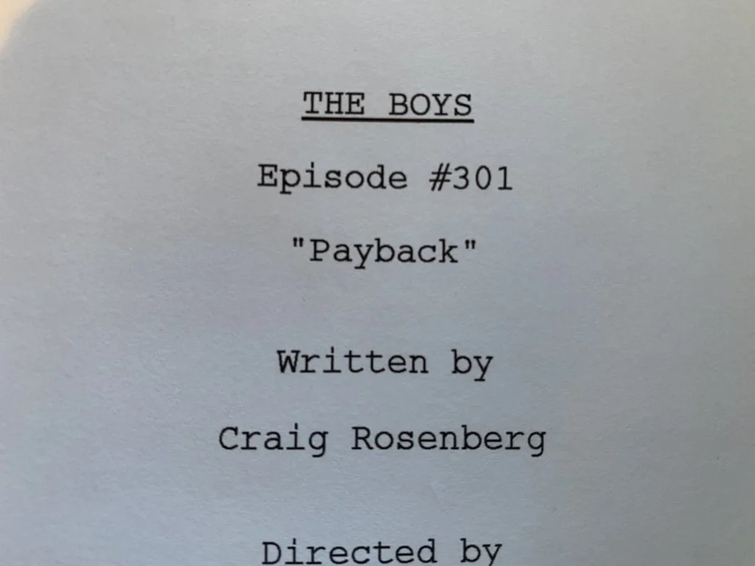 Esta es la primera página del guion de la tercera temporada de The Boys
