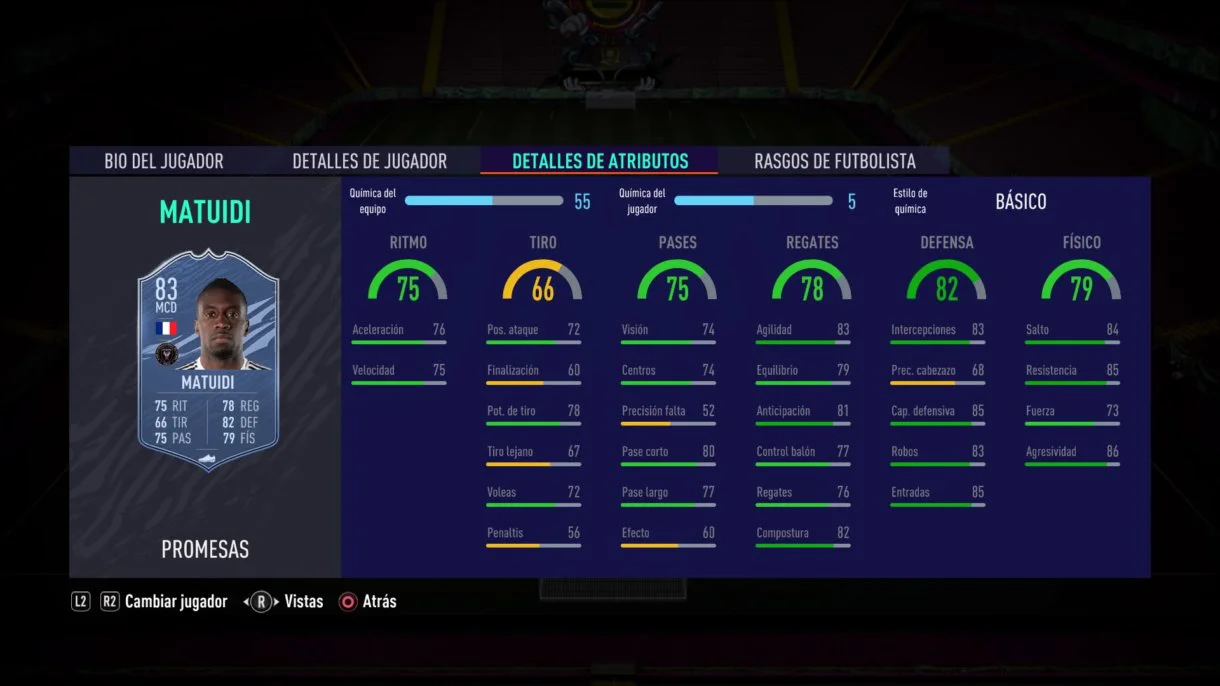 FIFA 21 Ultimate Team Matuidi OTW stats in game