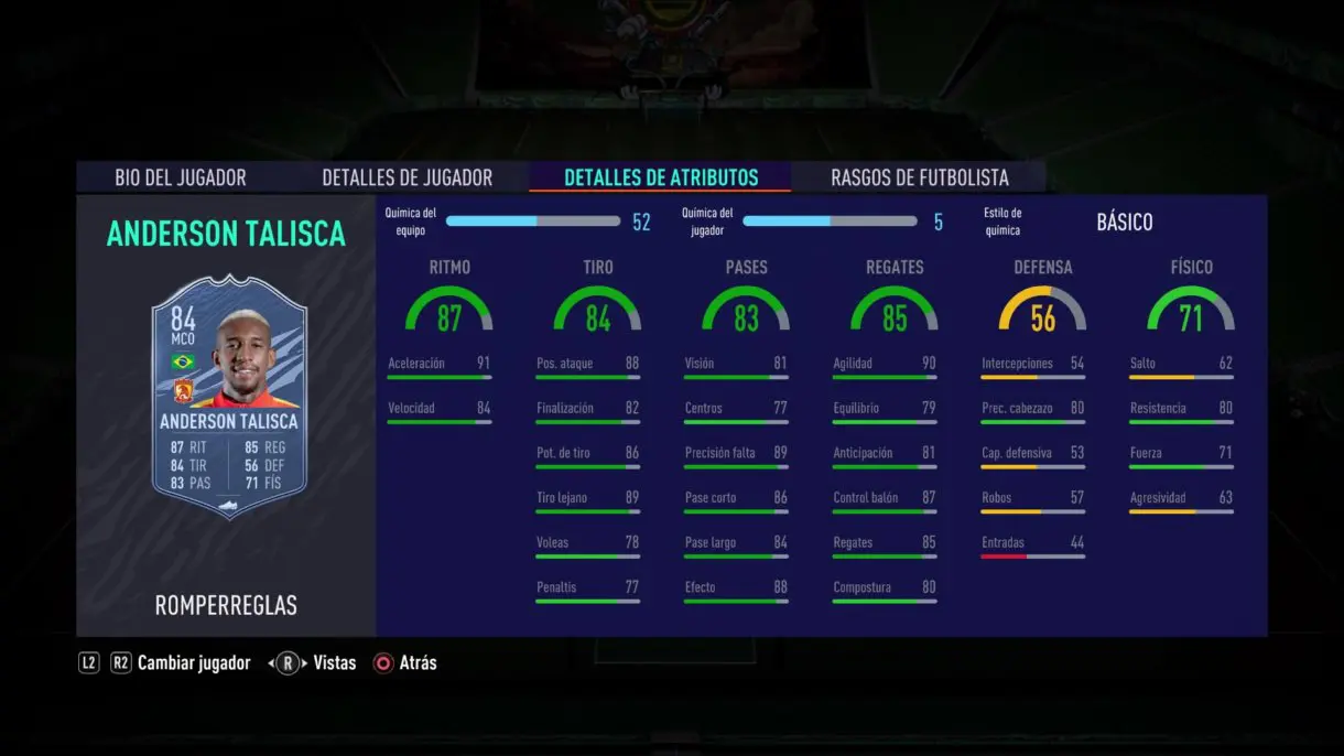 FIFA 21 Ultimate Team Talisca Rulebreakers stats in game