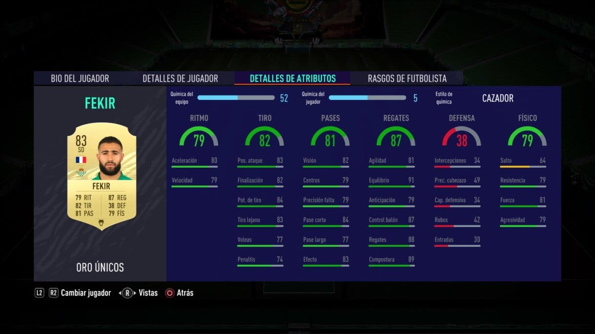 FIFA 21 Ultimate Team Fekir stats in game