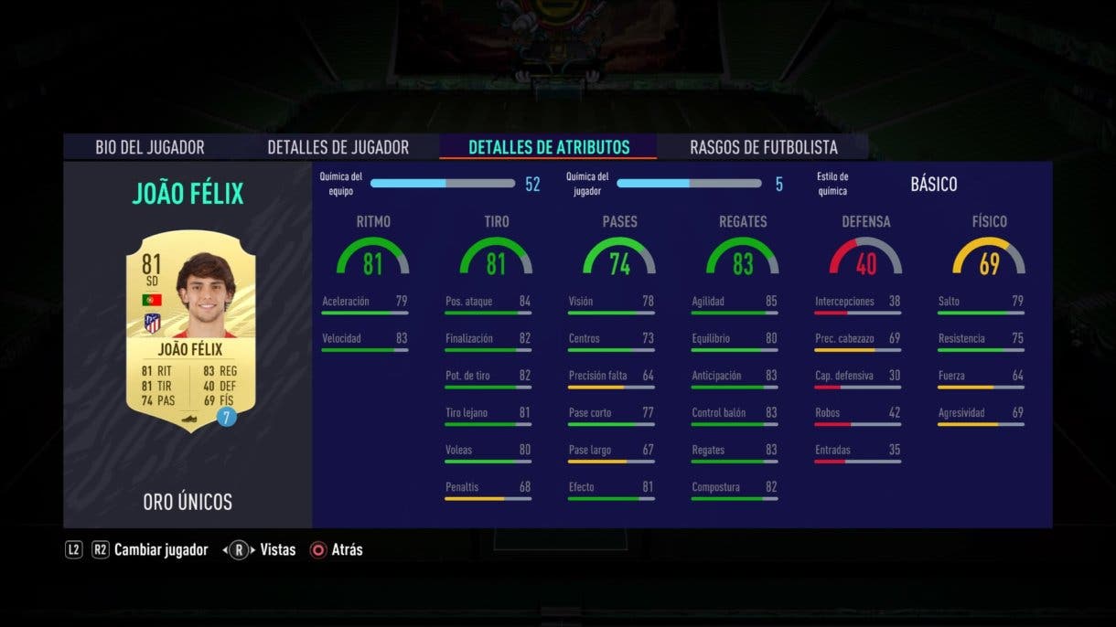 FIFA 21 Ultimate Team Joao Félix stats in game