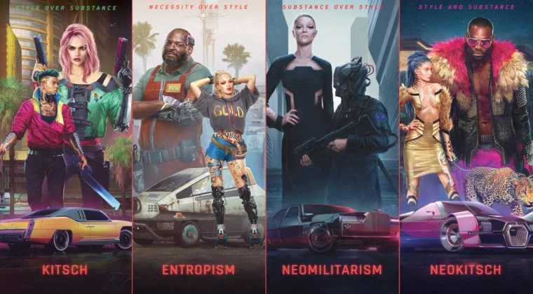 Imagen de Cyberpunk 2077 revela sus 4 estilos de ropa: Kitsch, Entropism, Neomilitarism y Neokitsch
