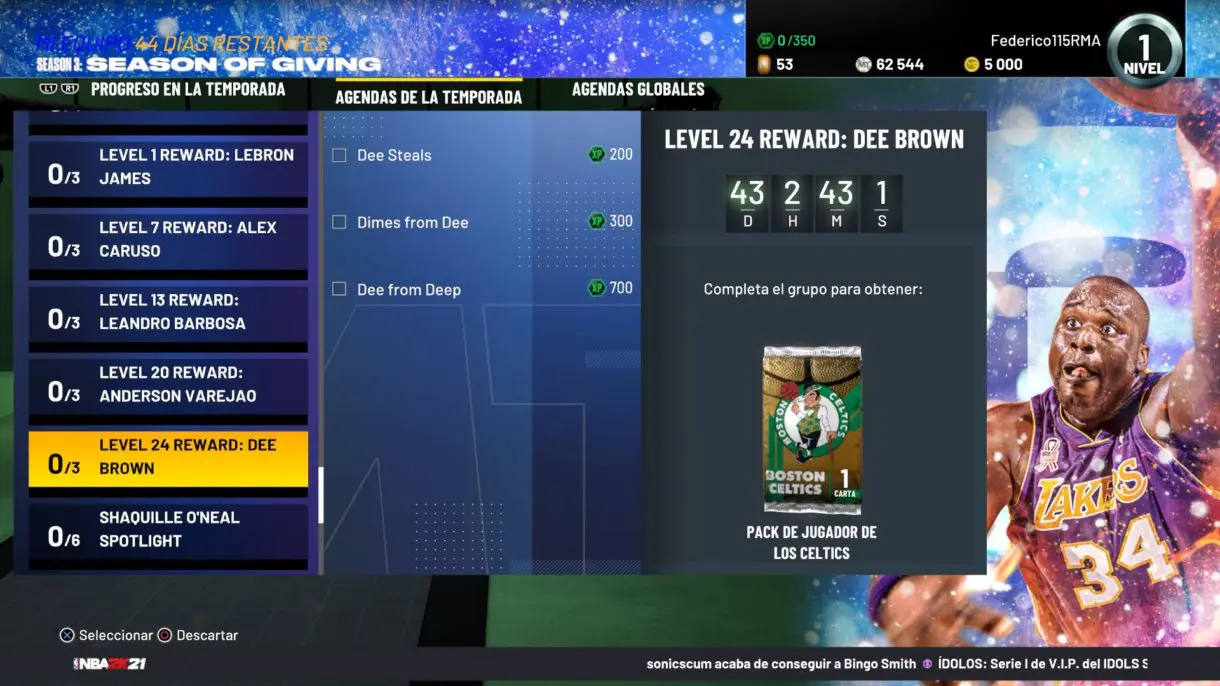 NBA 2K21 MyTeam Objetivos Jugadores Recompensa Temporada 3