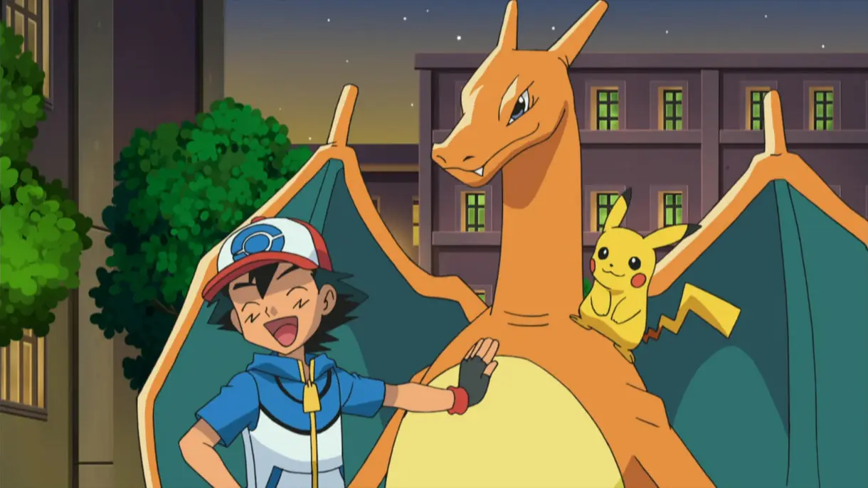 Anime de Pokemon Charizad de Ash Teselia