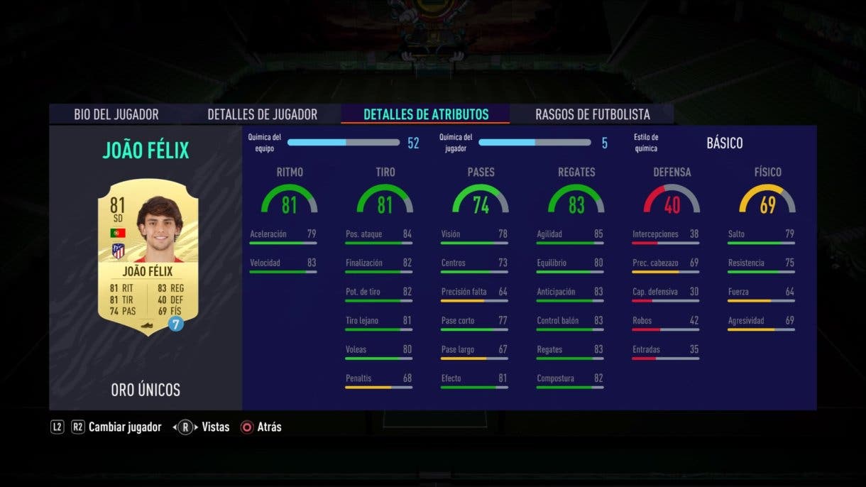 FIFA 21 Ultimate Team stats in game Joao Félix
