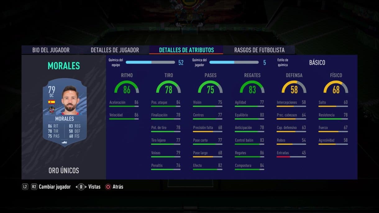 FIFA 21 Ultimate Team stats in game Morales