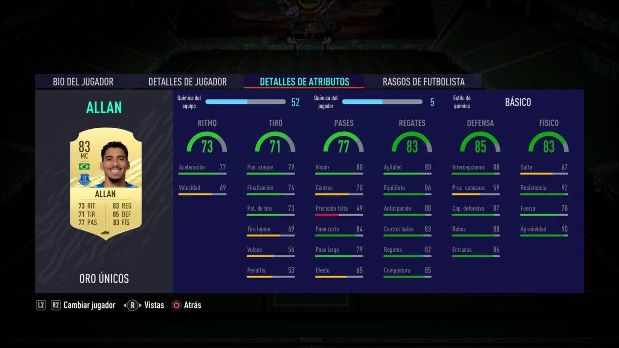 Allan stats in game FIFA 21 Ultimate Team