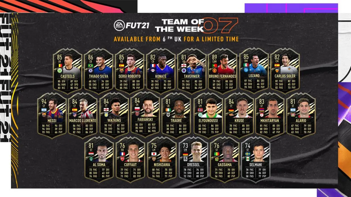 FIFA 21 Ultimate Team TOTW 7 Equipo de la Semana