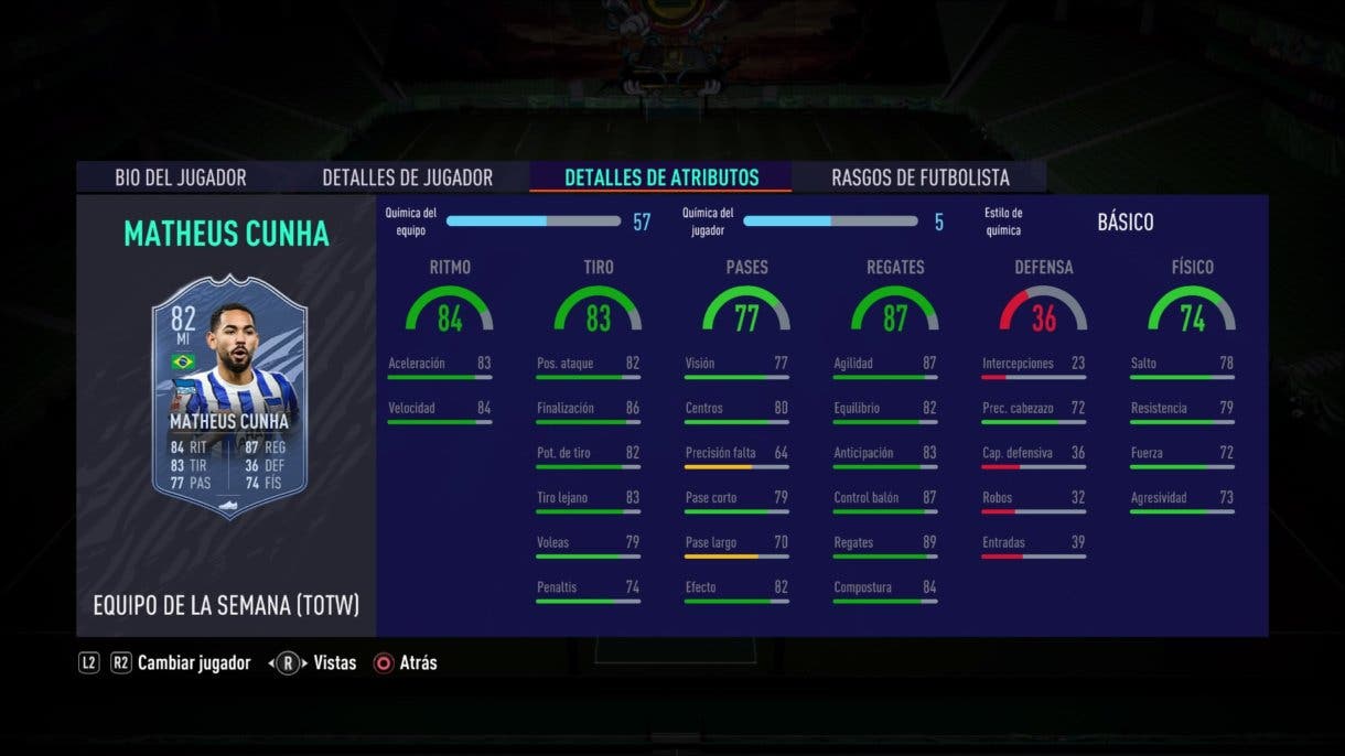 Matheus Cunha IF FIFA 21 Ultimate Team stats in game