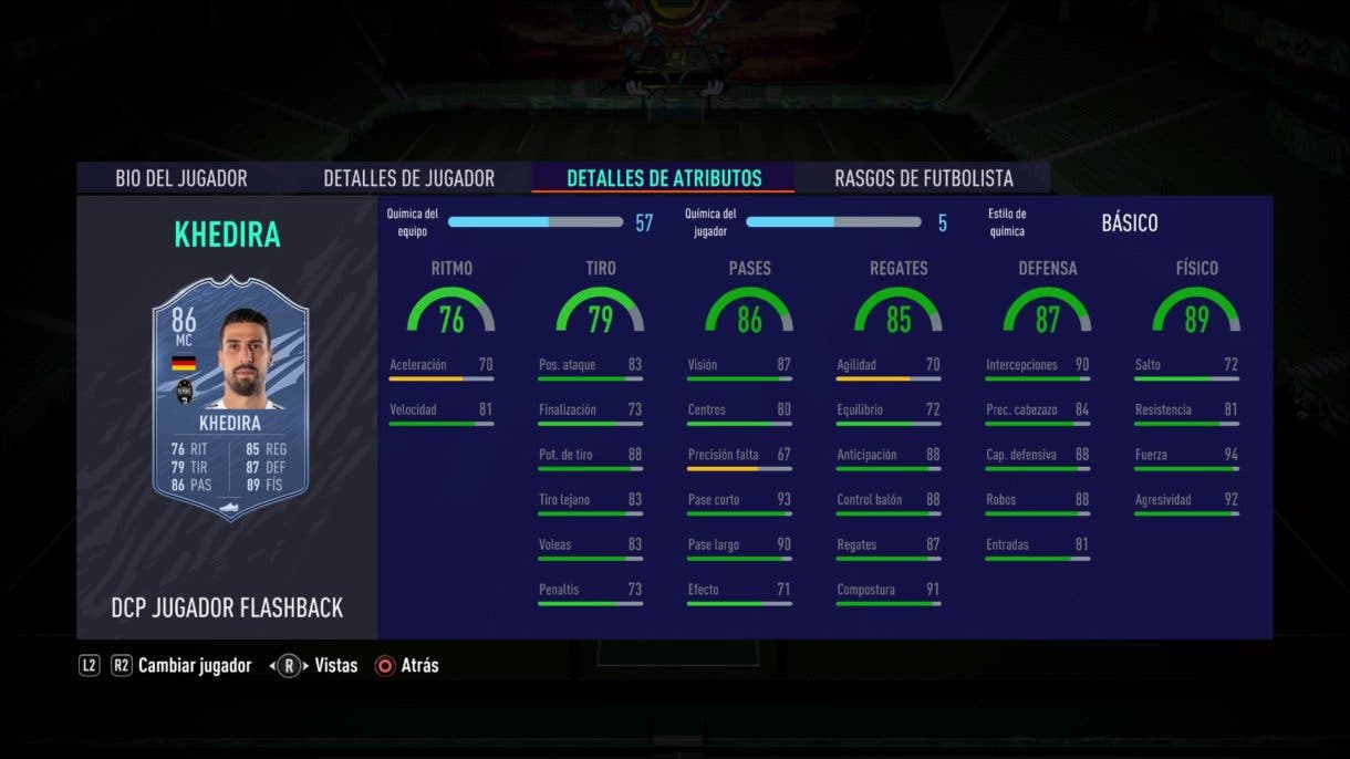 Khedira Flashback stats in game FIFA 21 Ultimate Team
