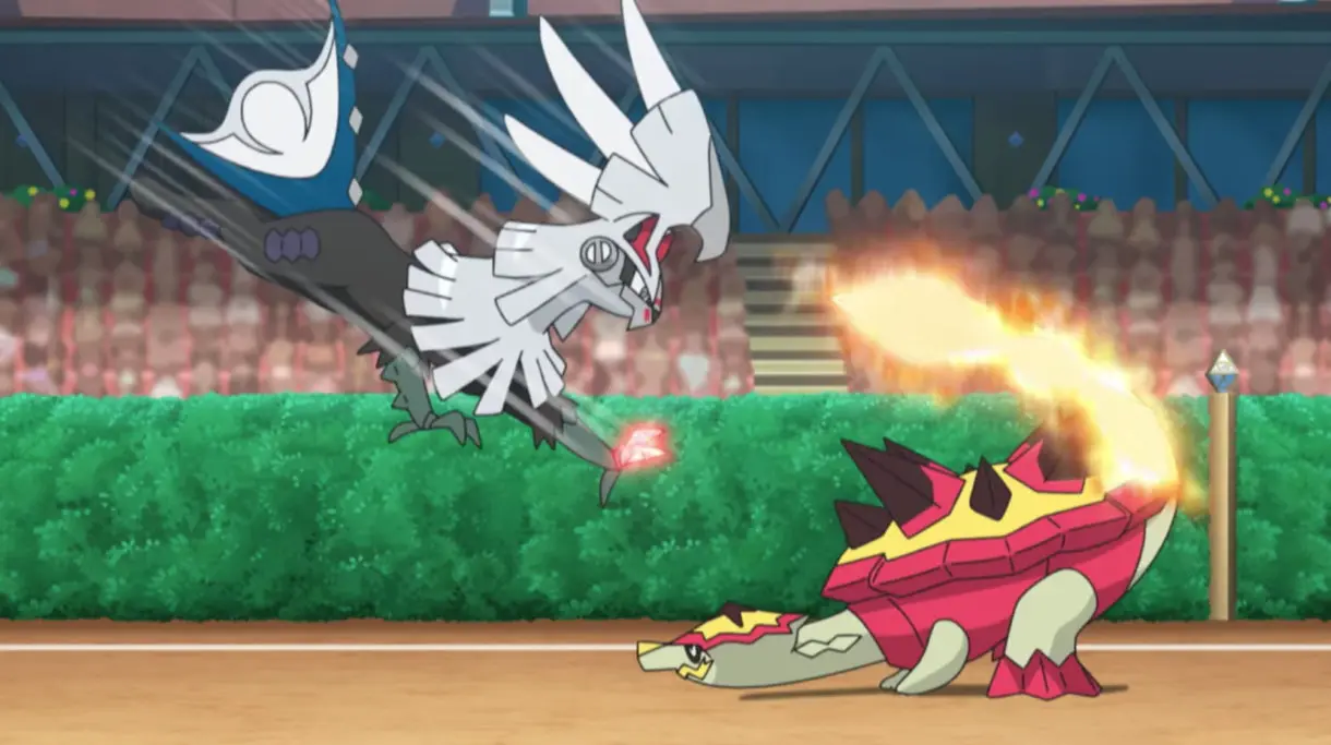 anime de Pokemon Kiawe vs Gladio Silvally Turtonator