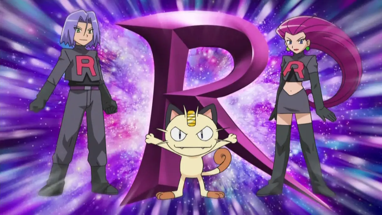 anime de Pokemon Team Rocket uniforme negro
