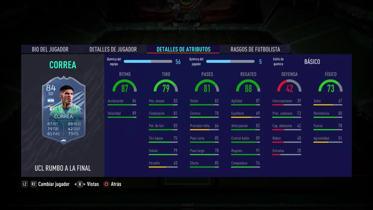 Joaquín Correa stats in game FIFA 21 Ultimate Team