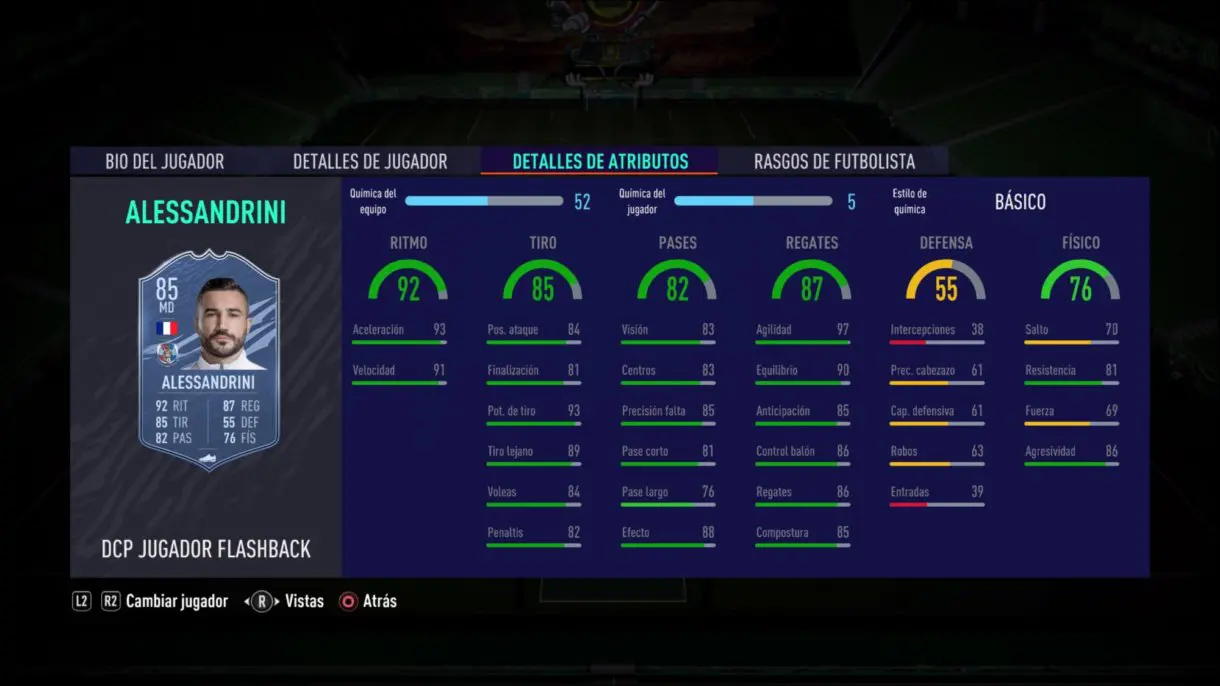 FIFA 21 Ultimate Team Alessandrini Flashback stats in game