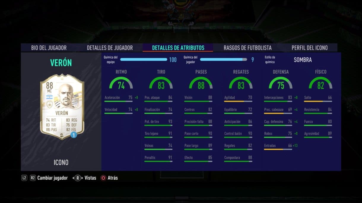 Juan Sebastián Verón Icono Medio stats in game FIFA 21 Ultimate Team