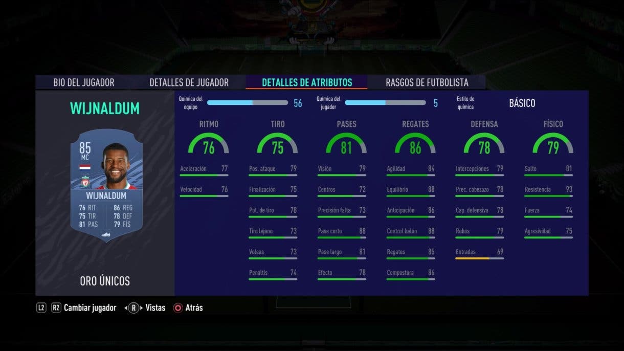 Wijnaldum stats in game FIFA 21 Ultimate Team