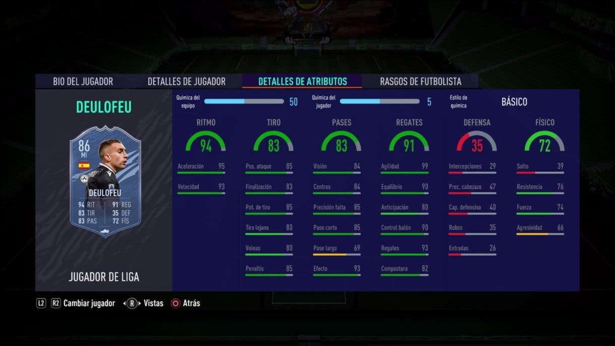 Deulofeu Jugador de Liga FIFA 21 Ultimate Team stats in game