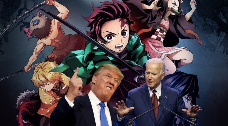 Imagen de Kimetsu no Yaiba: Las elecciones de USA se vieron ilustradas como el manga