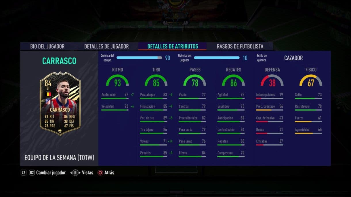 Carrasco IF FIFA 21 Ultimate Team stats in game