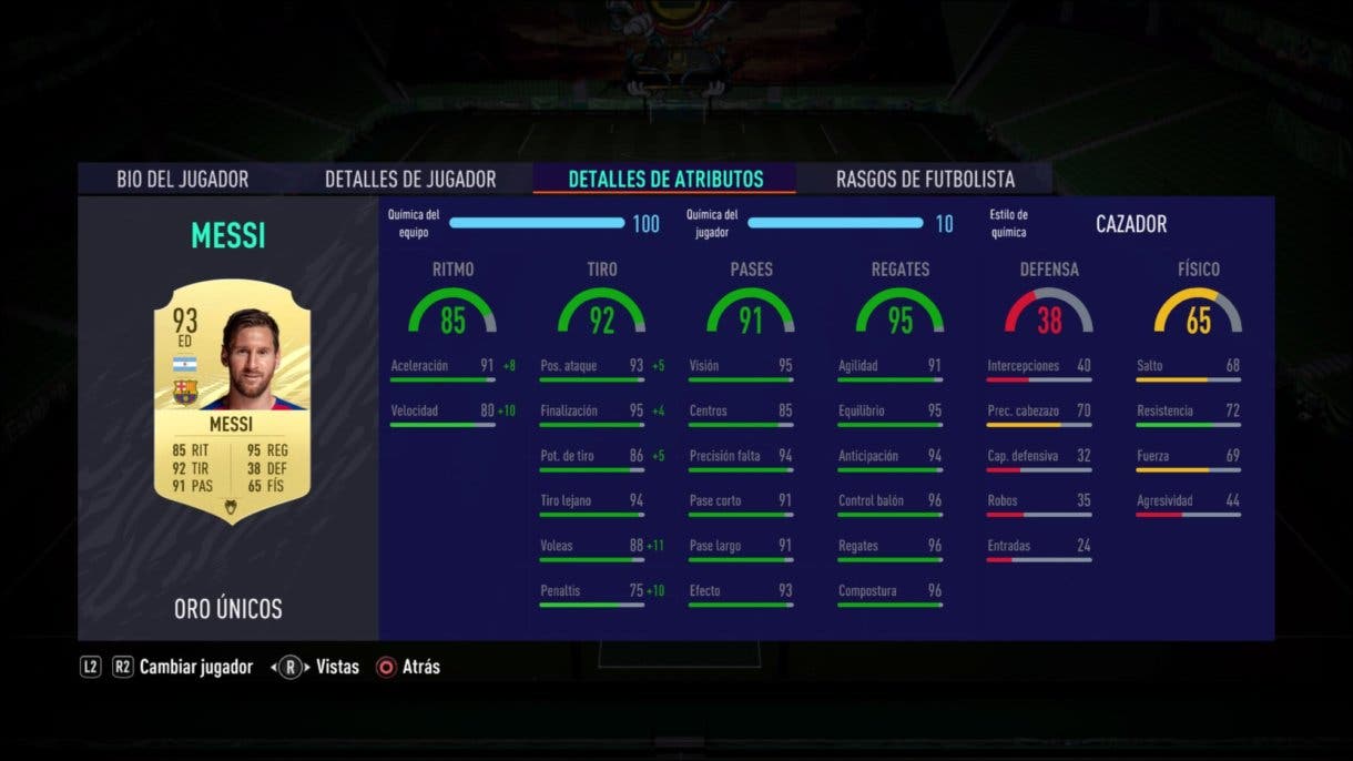 Leo Messi FIFA 21 Ultimate Team stats in game