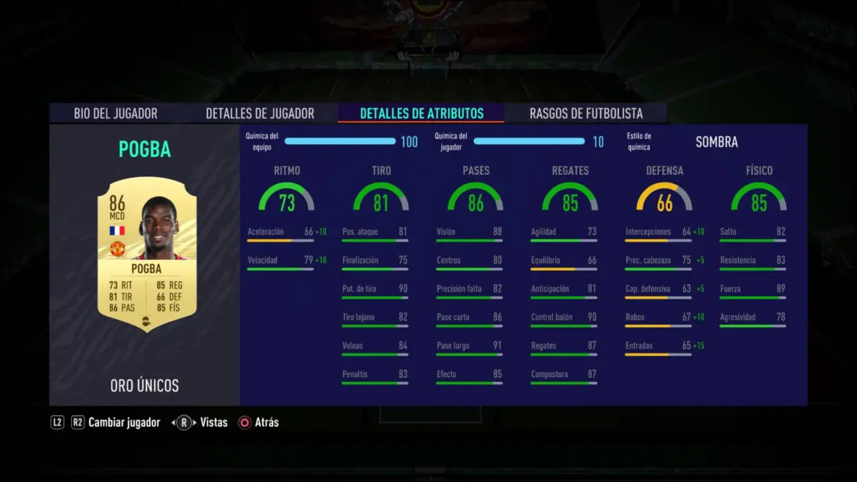 Pogba stats in game FIFA 21 Ultimate Team