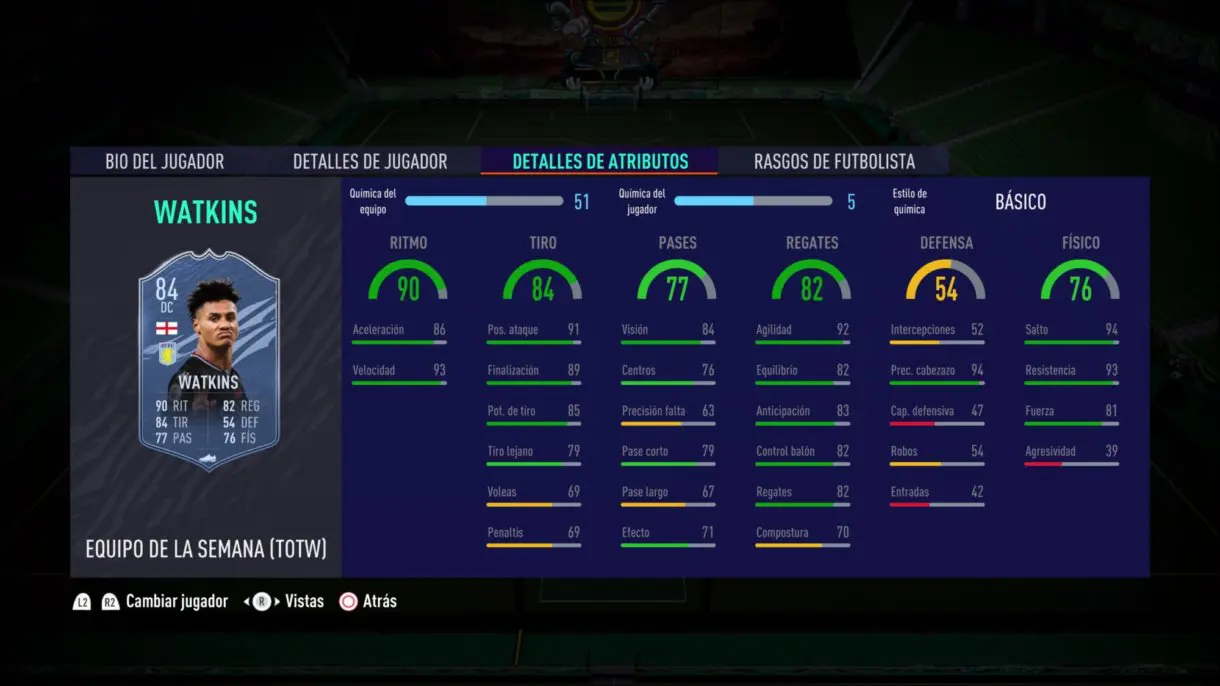 FIFA 21 Ultimate Team Watkins SIF stats in game