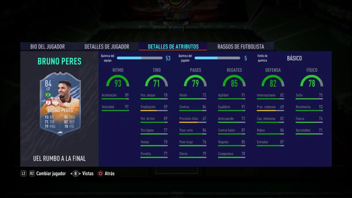 Bruno Peres RTTF stats in game FIFA 21 Ultimate Team