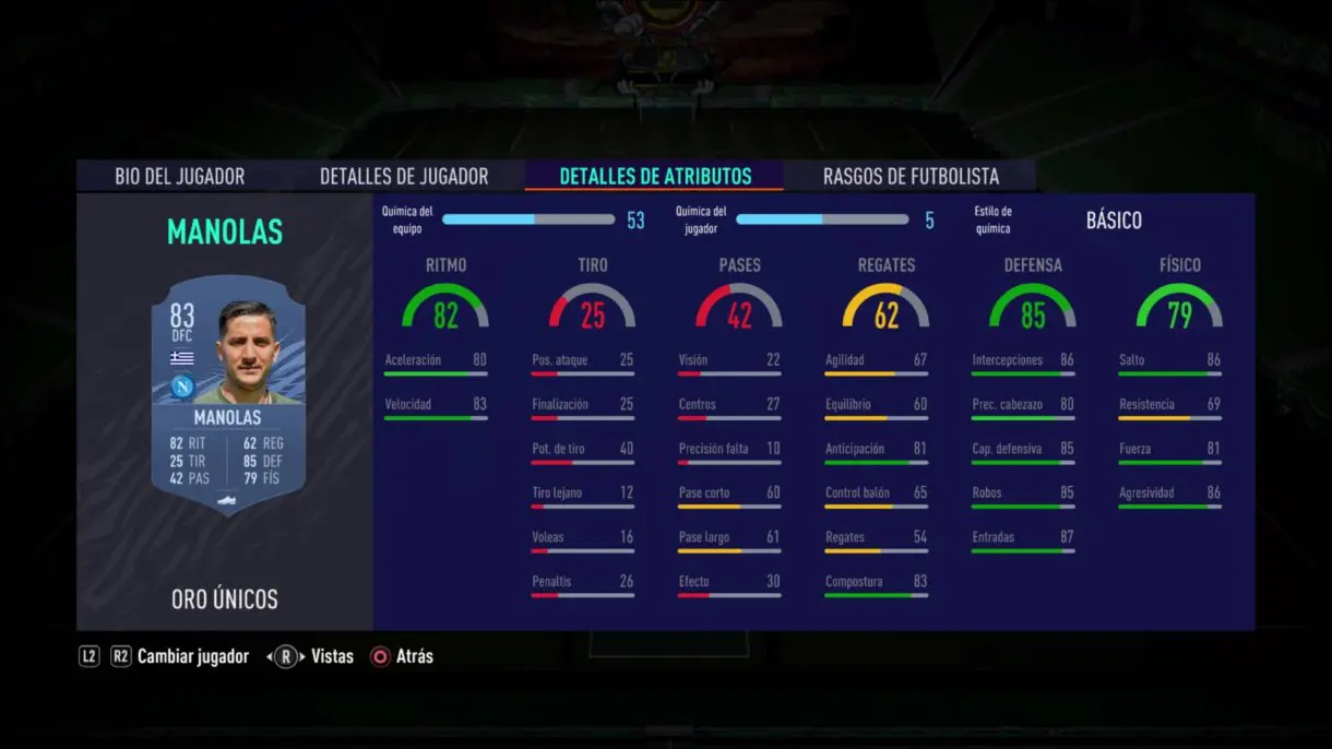 Manolas stats in game FIFA 21 Ultimate Team