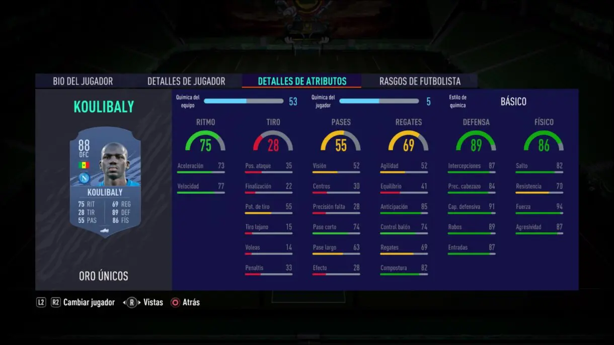 Koulibaly stats in game FIFA 21 Ultimate Team