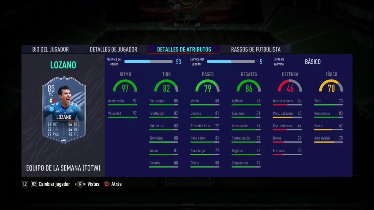Hirving Lozano SIF stats in game FIFA 21 Ultimate Team