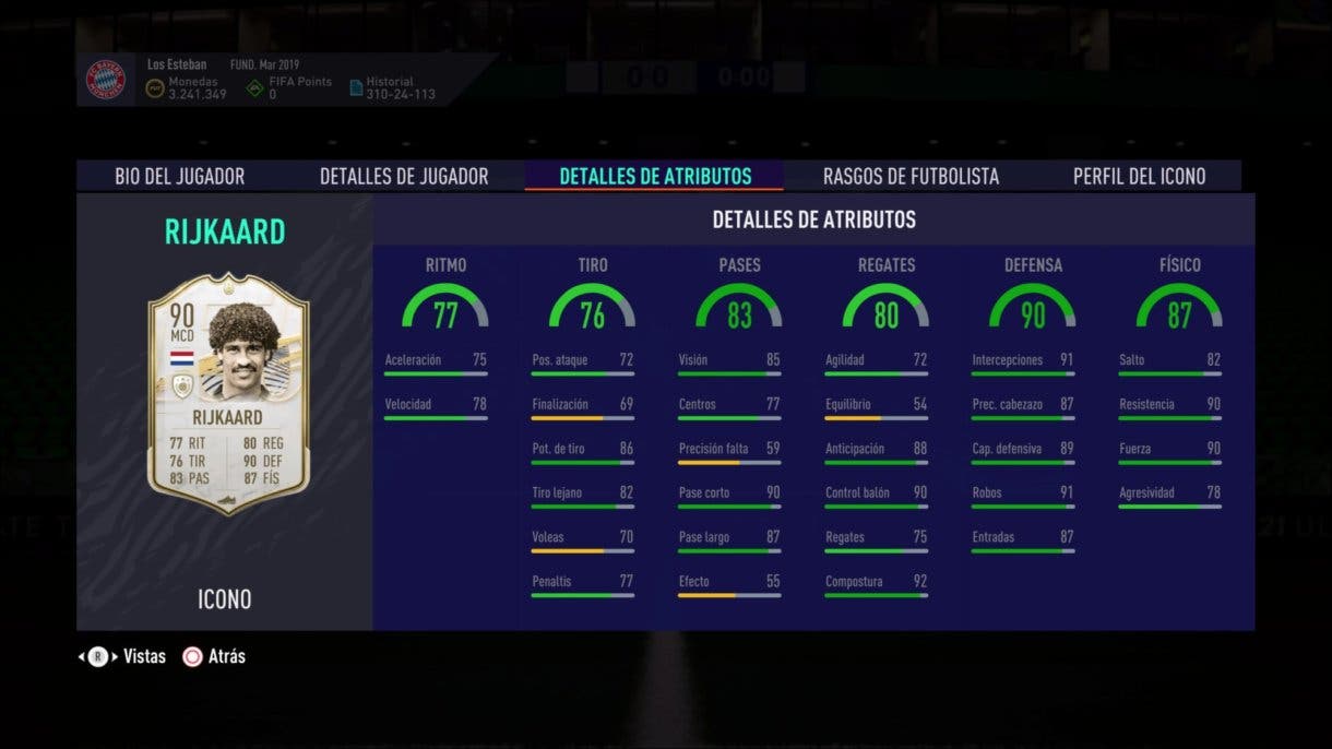 Stats in game de Frank Rijkaard Prime FIFA 21 Ultimate Team.