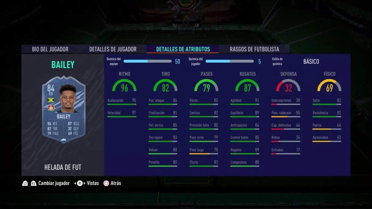 Stats in game de Bailey Freeze FIFA 21 Ultimate Team