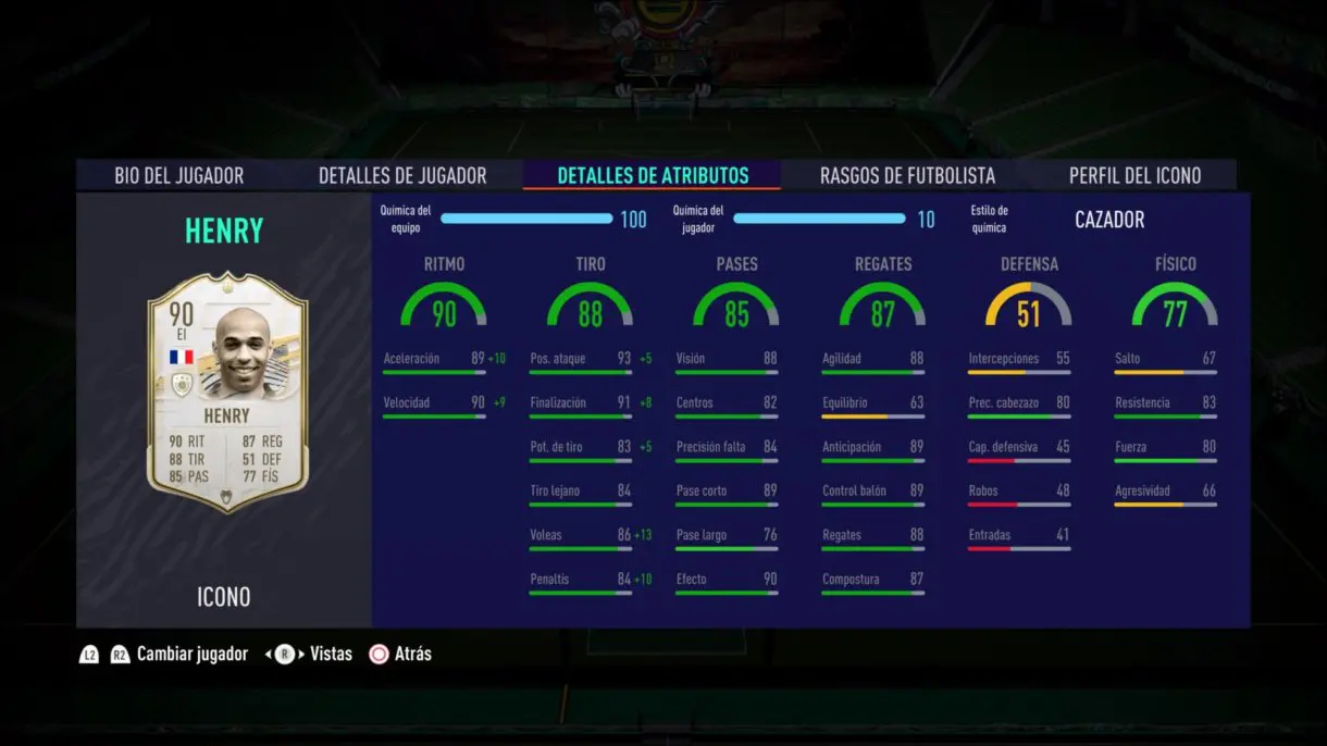 FIFA 21 Ultimate Team Thierry Henry Medio stats in game Icon Swaps