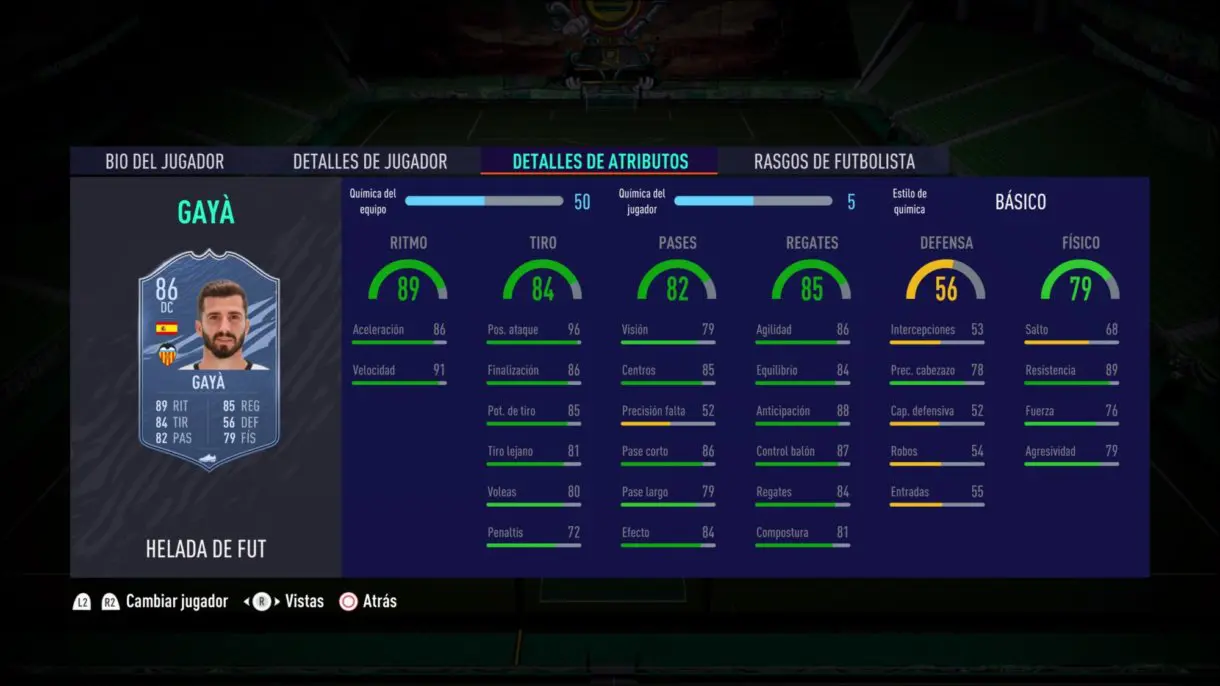 Stats in game de José Luis Gayá Freeze FIFA 21 Ultimate Team