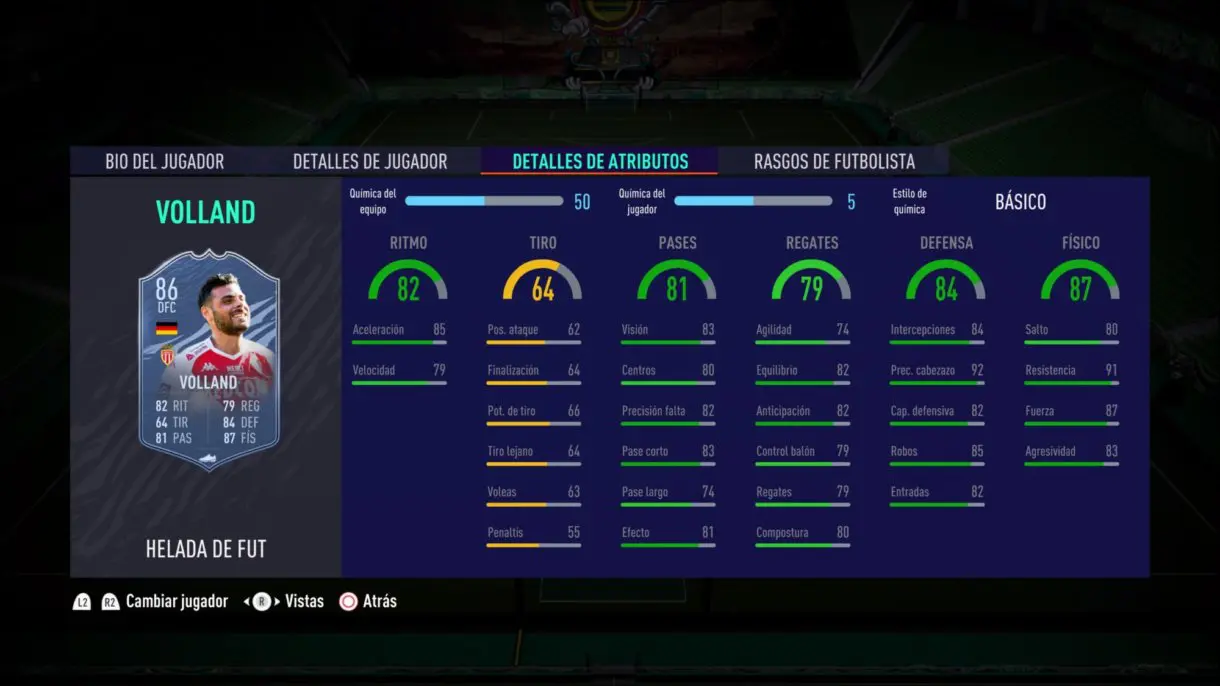 Stats in game de Kevin Volland Freeze FIFA 21 Ultimate Team.