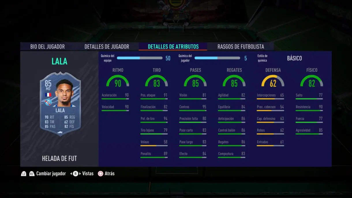 Stats in game de Kenny Lala Freeze FIFA 21 Ultimate Team