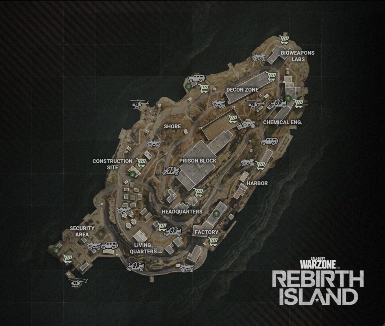 Call of Duty Warzone el mapa de Rebirth Island junto a todas sus