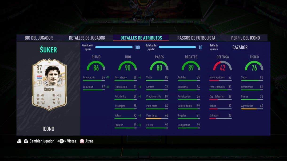 Stats in game de Davor Suker Medio FIFA 21 Ultimate Team