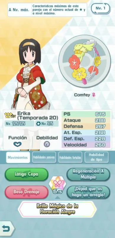 Pokemon Masters Erika y Comfey