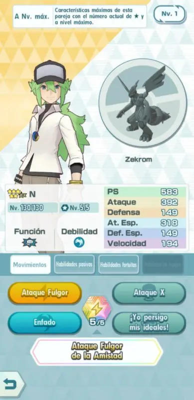 Pokemon Masters EX N y Zekrom datos