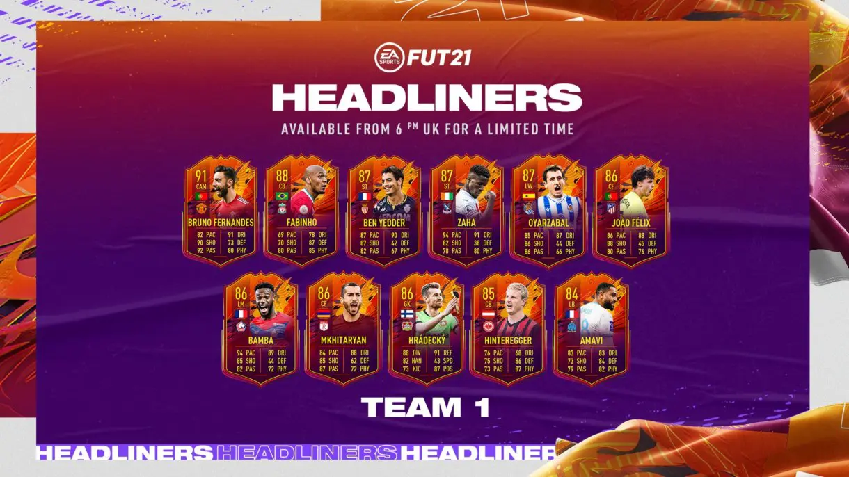 FIFA 21 Ultimate Team Seguimiento Headliners Equipo 1