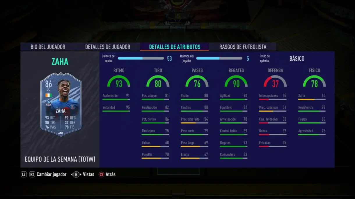 Zaha SIF stats in game FIFA 21 Ultimate Team