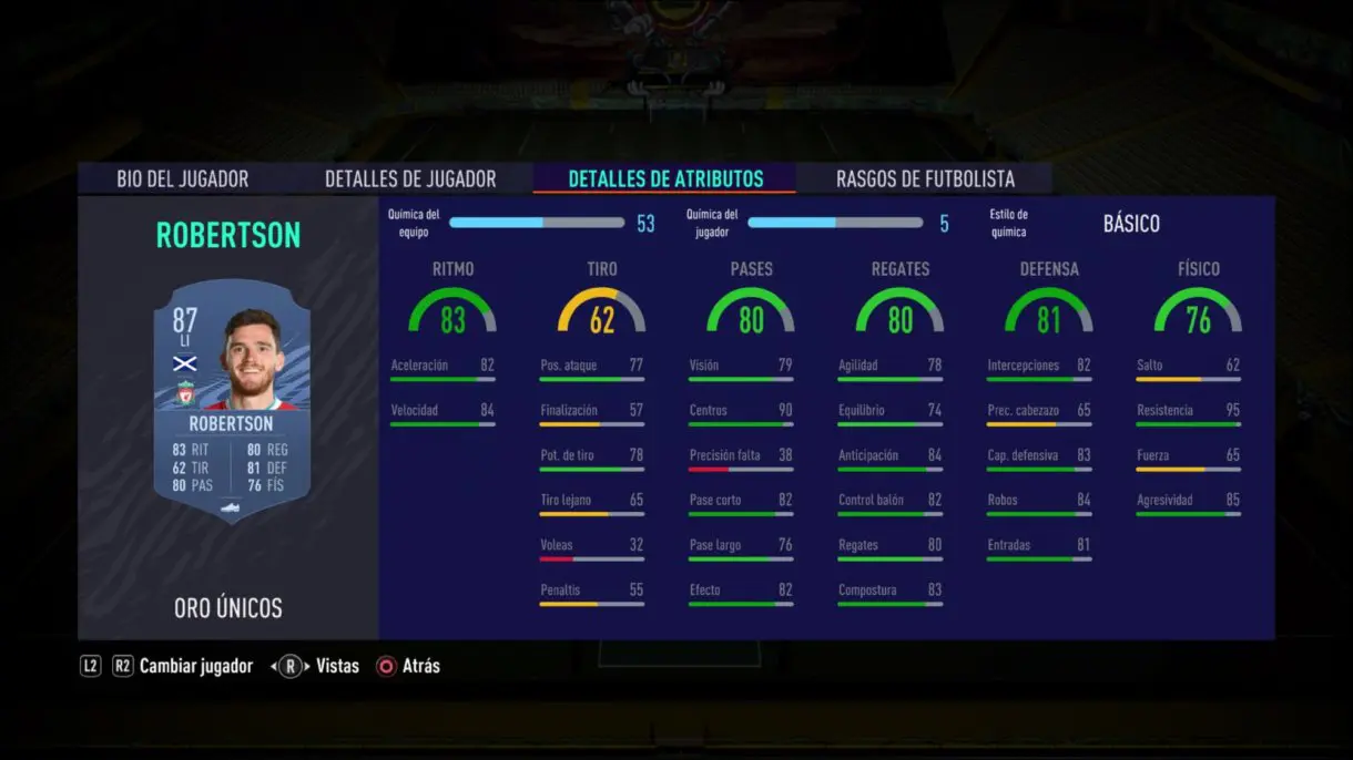 Robertson stats in game FIFA 21 Ultimate Team